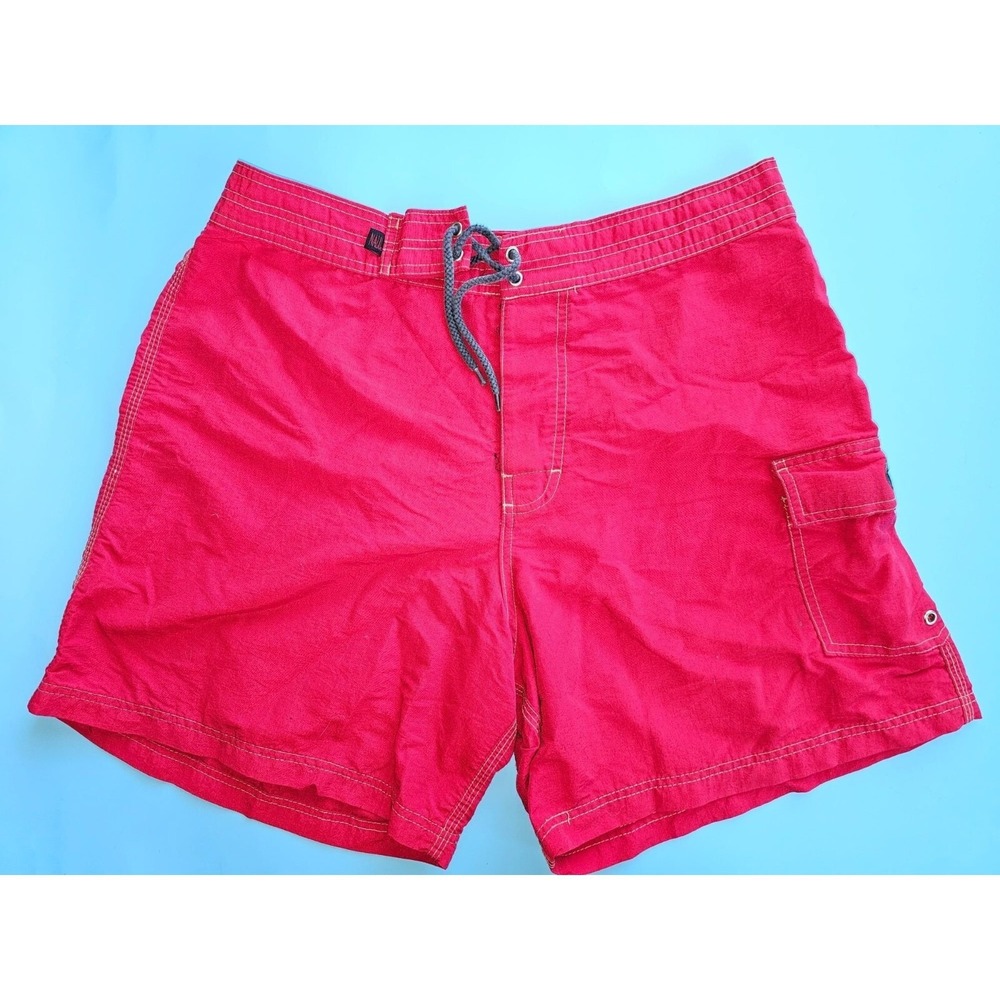Nalu Red Cargo Board Shorts Swim Trunks Mens Size 36